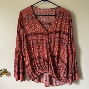 Promesa Rust Geometric Women's Blouse